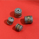 925 Silver Tibetan Six Words Beads Sterling Buddhist Auspicious Symbols Beads