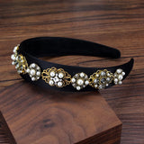 Vintage Pearl Crystal Headband Rhinestone Hairband Women Wedding Party