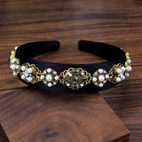 Vintage Pearl Crystal Headband Rhinestone Hairband Women Wedding Party