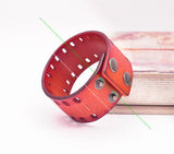 Vintage Biker Orange Leather Bracelet Cuff