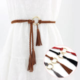 Tassel Ring Knitted Waist Chain Lady Belt for Women Dress Decoration