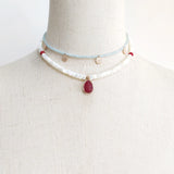 Water Drop Stone Pendant Necklace Shell Bead Short Accessory For Women