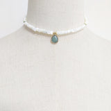 Water Drop Stone Pendant Necklace Shell Bead Short Accessory For Women