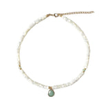 Water Drop Stone Pendant Necklace Shell Bead Short Accessory For Women