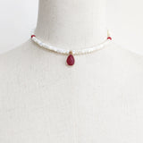 Water Drop Stone Pendant Necklace Shell Bead Short Accessory For Women