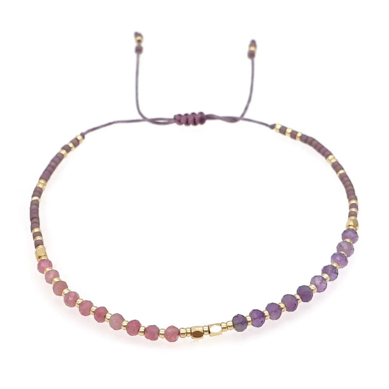 Colorful Natural Stone Beaded Bracelet Bohemian Bangle Jewelry