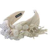 Pearl Flower Hairband Beading Tassel Wide Headband Party Show Women