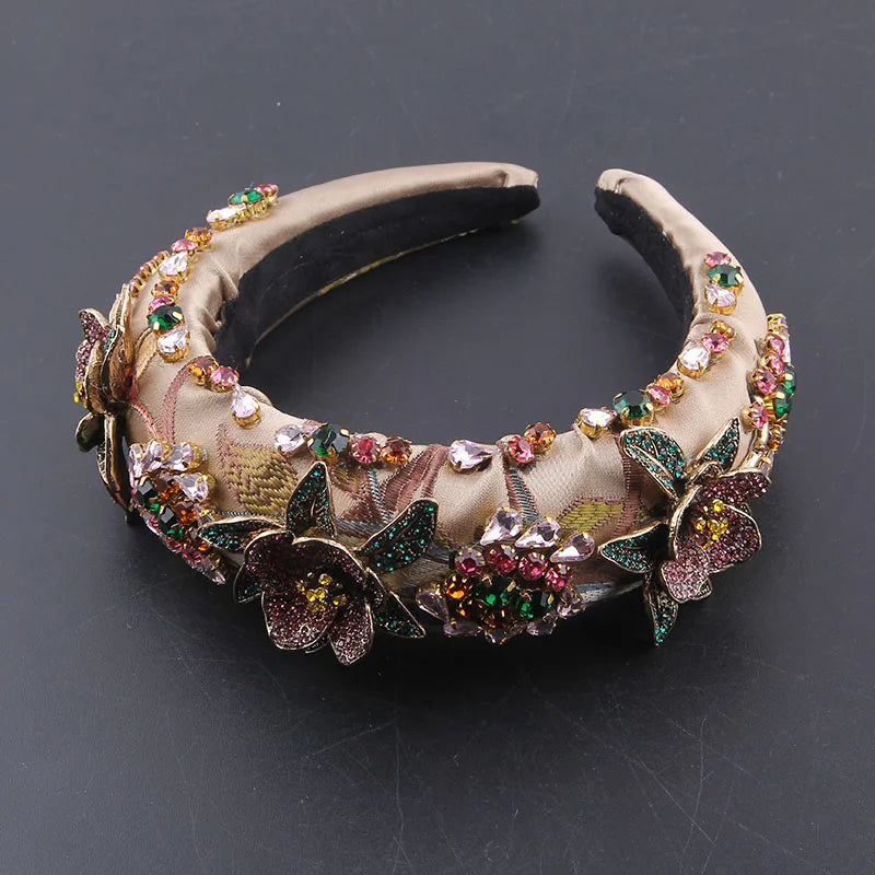 Vintage Sun Pearl Flower Headband Crystal Hairband