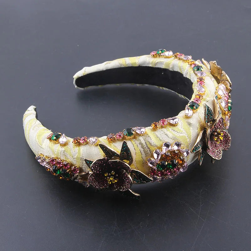 Vintage Sun Pearl Flower Headband Crystal Hairband
