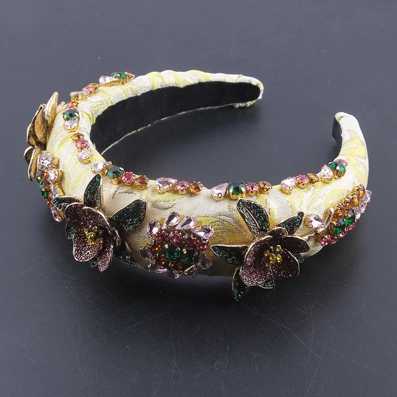 Vintage Sun Pearl Flower Headband Crystal Hairband