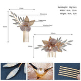 Wedding Hair Comb Bridal Hair Combs Golden Flower Leaf Headpiece Women Headband