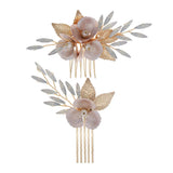 Wedding Hair Comb Bridal Hair Combs Golden Flower Leaf Headpiece Women Headband
