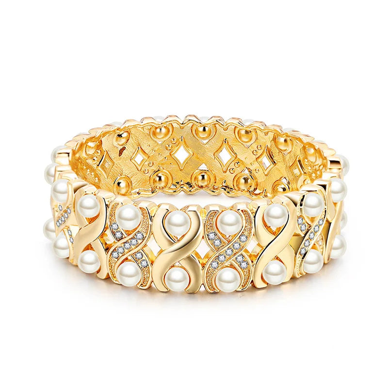 Double Row CZ Big Bridal Bracelet for Women