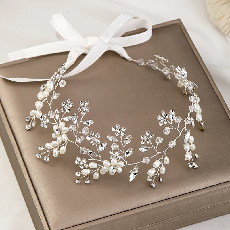 Bride Silver Crystal Tiara Headpiece Flower Hair Accessory