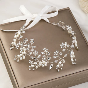 Bride Silver Crystal Tiara Headpiece Flower Hair Accessory