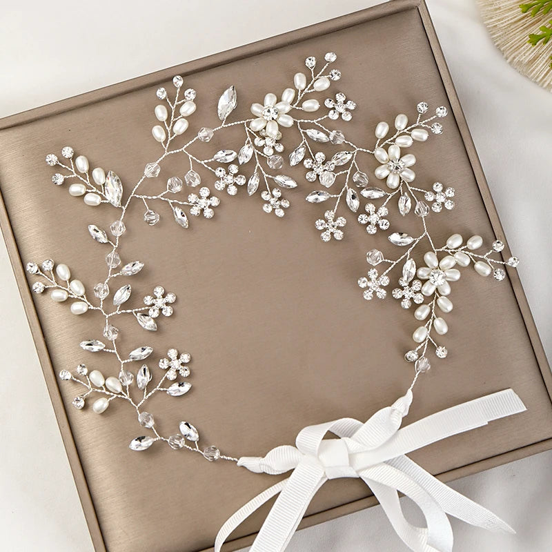 Bride Silver Crystal Tiara Headpiece Flower Hair Accessory