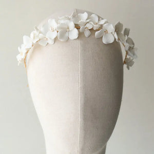 Ceramic Flower Bridal Crown Headband High Pearls Wedding Hair Accessories