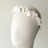 Ceramic Flower Bridal Crown Headband High Pearls Wedding Hair Accessories