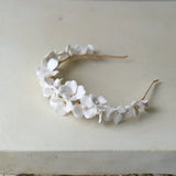 Ceramic Flower Bridal Crown Headband High Pearls Wedding Hair Accessories