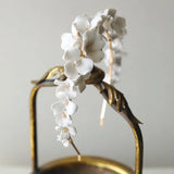 Ceramic Flower Bridal Crown Headband High Pearls Wedding Hair Accessories