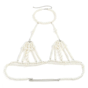Pearl Beads Romantic Chest Chain Bra Women Sexy Body Jewelry