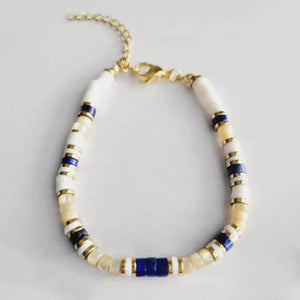 Silicone Bracelet Shell Beads Lapis Lazuli Aventurine Bangle