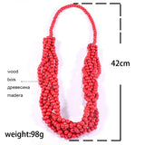 African Wood Statement Bib Collar Necklace