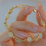 Natural Hetian Jade Beads Bracelet for Women