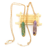 Wire Wrap Natural Crystal Tree Of Life Necklace
