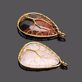 Water Drop Tree Pendant Wire Wrap Reiki - Opal Amethyst Tiger Eye Stone Healing