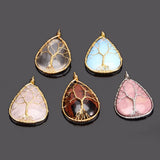 Water Drop Tree Pendant Wire Wrap Reiki - Opal Amethyst Tiger Eye Stone Healing