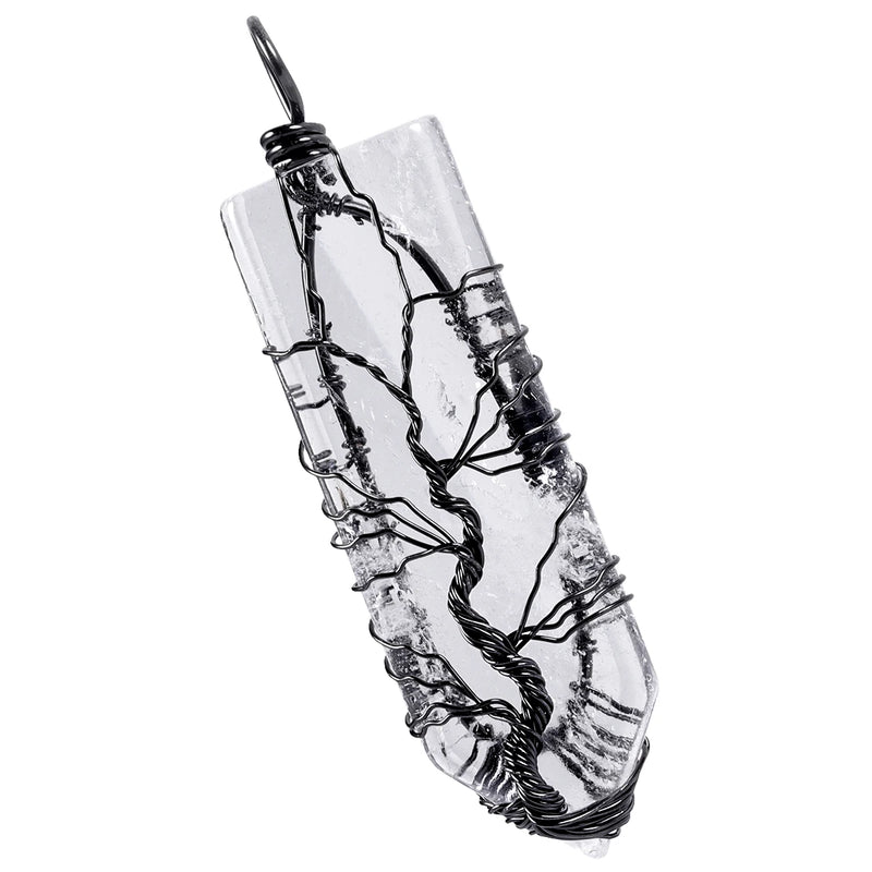 Tree Of Life Crystal Stone Pendant Sword Shape Amulet Jewelry Making DIY