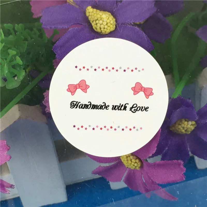 Pink Bow-Knot Pattern Sticker Labels 300Pcs