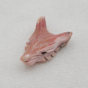 Rhodonite Wolf Head Pendant Bead Natural Stone Carved Animal Necklace