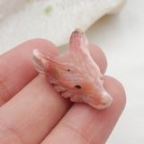 Rhodonite Wolf Head Pendant Bead Natural Stone Carved Animal Necklace