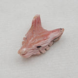Rhodonite Wolf Head Pendant Bead Natural Stone Carved Animal Necklace