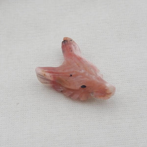 Rhodonite Wolf Head Pendant Bead Natural Stone Carved Animal Necklace