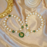 Women Bracelet Natural Pearl Buddha Statue Character