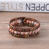 Women 3-Layer Leather Wrap Bracelet Beaded Bracelet for Girls