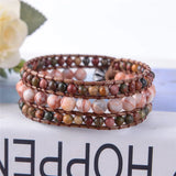 Women 3-Layer Leather Wrap Bracelet Beaded Bracelet for Girls