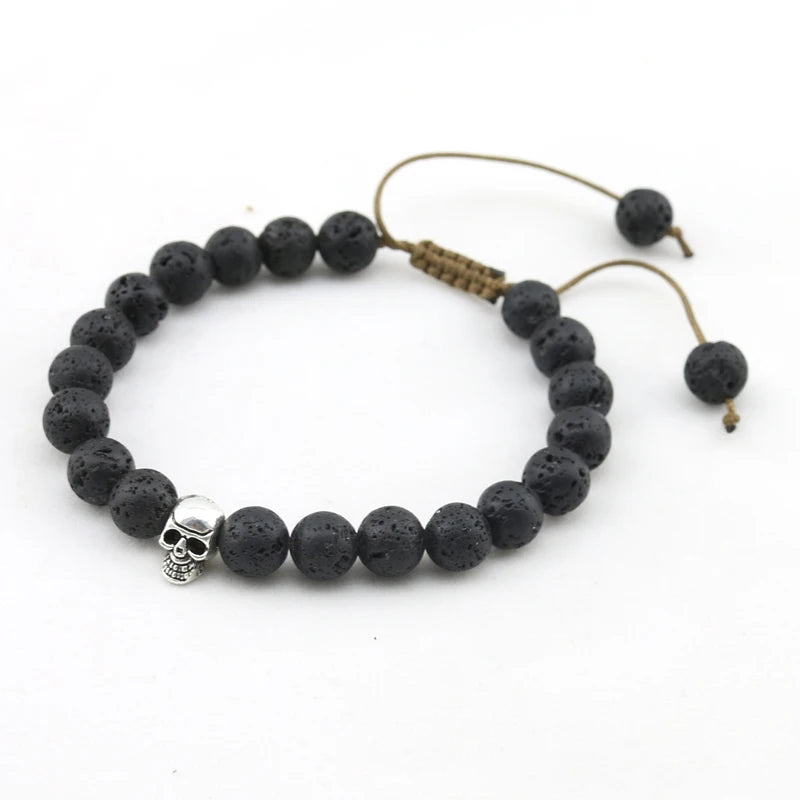 Skull Elements Lava Beads Bracelets 8mm