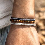 Colombian Boho Knot Rope Bracelet Set Cuff Bangle Natural Tiger Eye Beads