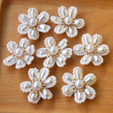 Woven Crochet Pearl Beading Flower Sticker Ornament Accessories 10pcs