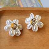 Woven Crochet Pearl Beading Flower Sticker Ornament Accessories 10pcs