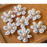 Woven Crochet Pearl Beading Flower Sticker Ornament Accessories 10pcs