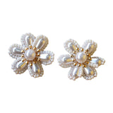 Woven Crochet Pearl Beading Flower Sticker Ornament Accessories 10pcs