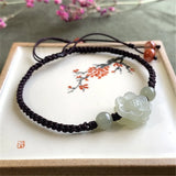 Hetian Jade Rope Bracelet Six Petal Flower