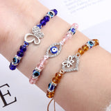 Evil Eye Charm Bracelet Crystal Beads Lucky Peace Adjustable