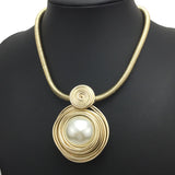 Wire Simulated Pearl Necklace for Women Jewelry