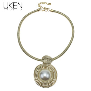 Wire Simulated Pearl Necklace for Women Jewelry